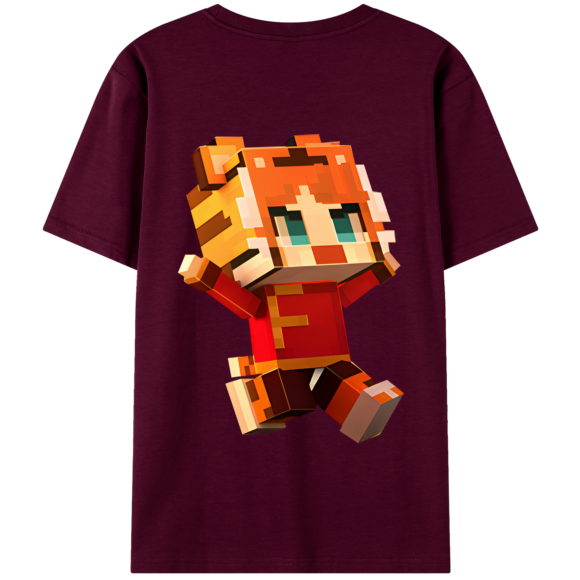 （画像用） マインクラフト ブロックの世界 Minecraft MC Block world レディース半袖Tシャツ(バックプリント)